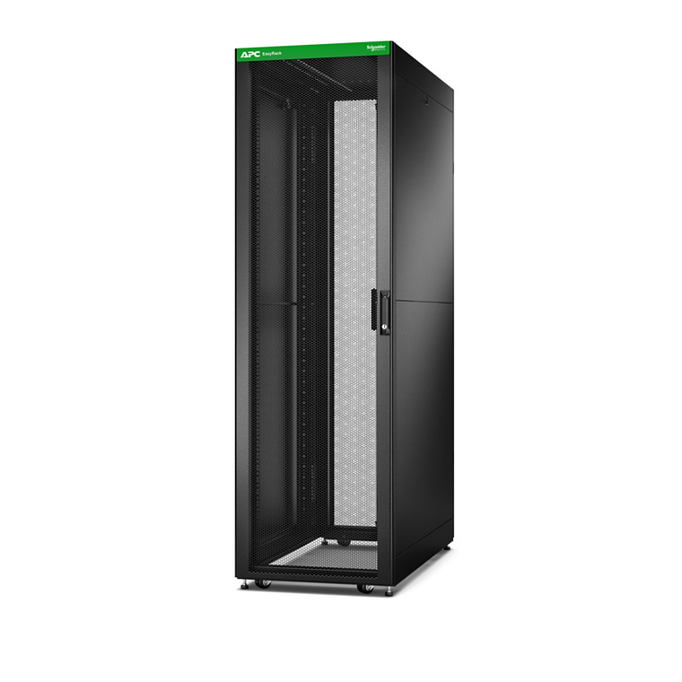 Gabinete 42U APC Easy Rack  (600 x 1100) panel lateral, ruedas, pies y 4 soportes, sin fondo, negro 1
