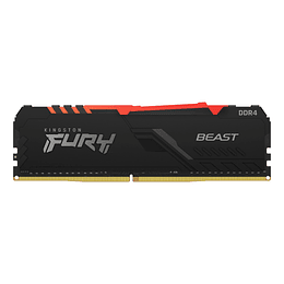 Memoria Ram 8GB DDR4 2666Mhz CL16 Dimm Kingston FURY Beast RGB, Non-ECC