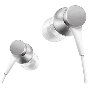 Auriculares internos con micro - en oreja - cableado - conector de 3,5 mm - plata