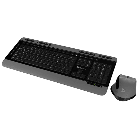 Klip Xtreme - Keyboard and mouse set - Spanish - Wireless - 2.4 GHz - Black and gray