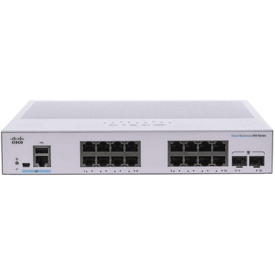 Switch 16 puertos Cisco Business CBS250-16T-2G interruptor inteligente GE, 2x1G SFP