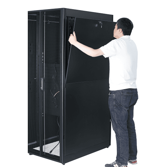 Easy Rack 600mm/42U/800mm con techo, panel lateral, ruedas, pies y 4 soportes, sin fondo, negro