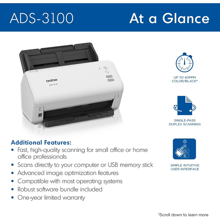 Escaner Brother ADS-3100 Alta velocidad USB 3.0  4