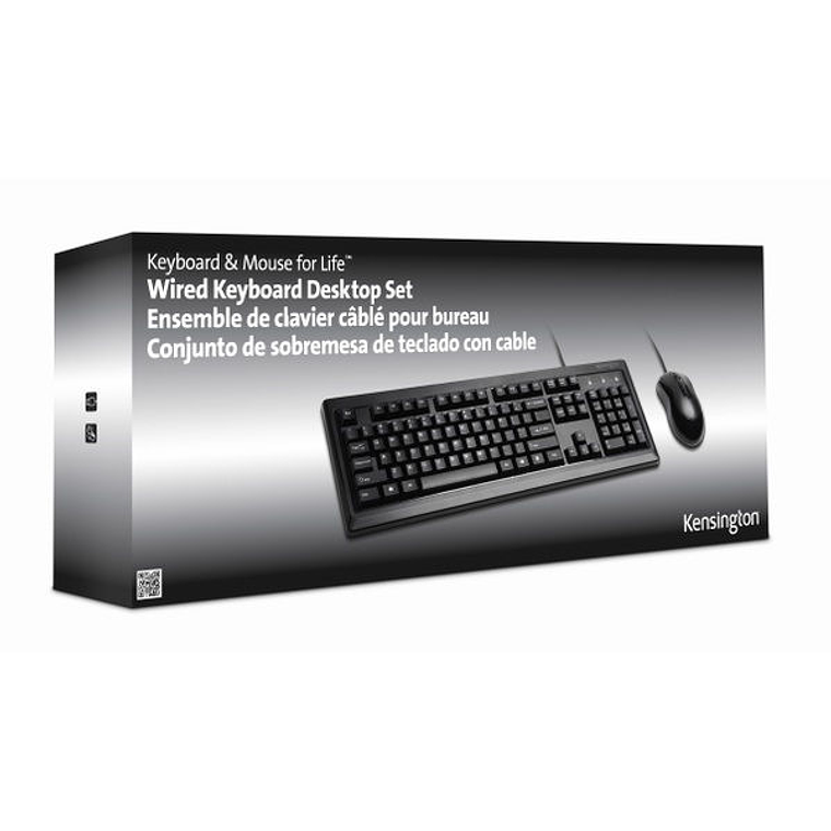 Kit Teclado Mouse Kensington Alámbrico For Life, Desktop Set 4