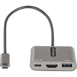 Adaptador USB C multipuerto, USB-C a HDMI 4K Video, 100W PD Pass-Through 