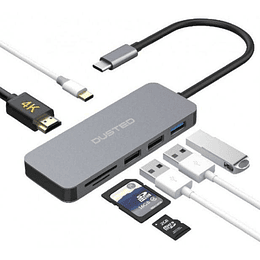 Hub USB-C Multipuerto USB-A; Micro SD/SD; HDMI; PD Dusted