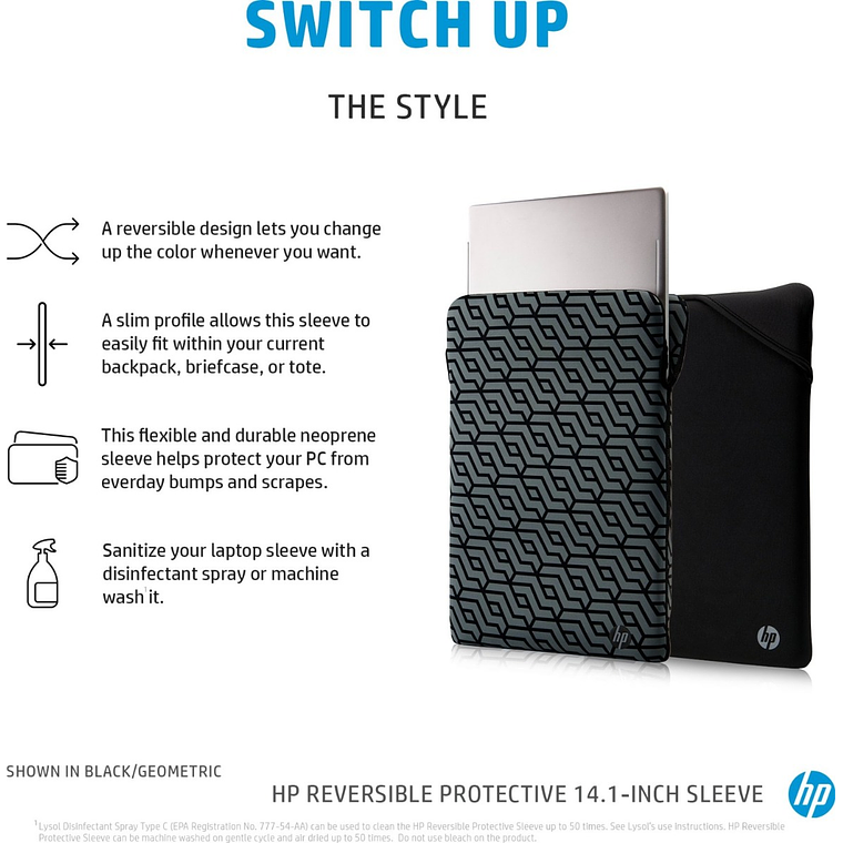 Funda HP 14 Protección Reversible (Negro/Azul) 8