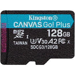 Tarjeta de Memoria microSDXC Kingston Canvas Go Plus, 128GB, Lectura 170MB/s