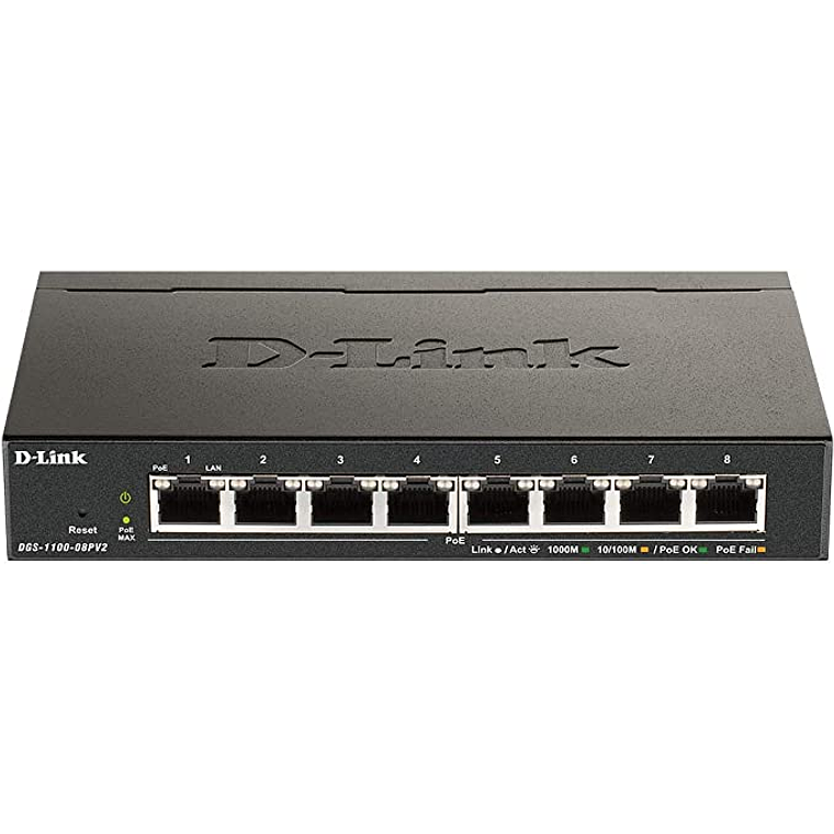 Switch 8 Puertos Smart Gigabit, PoE, Power Over Ethernet, Gestión Web, Layer 2, VLAN, sin Ventilador 1