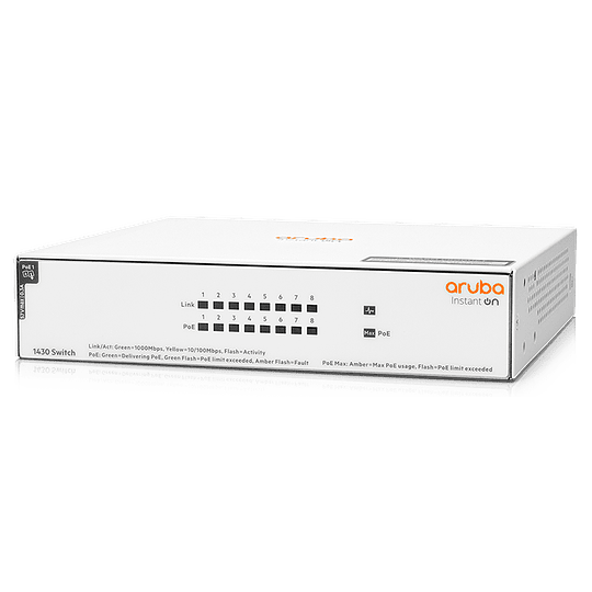 Switch 8 puertos Aruba Instant On 1430 8G POE 64W