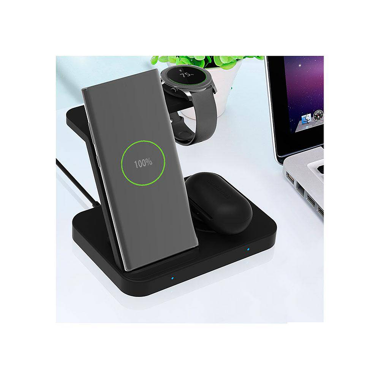Base Carga Inalámbrica Dusted 3 en 1, Carga Smartphone - Smartwatch - Audífonos, Negro 1