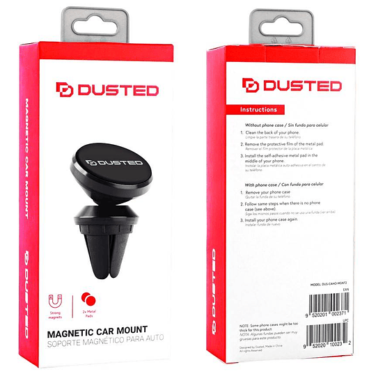 Soporte Magnético para Automóvil Dusted Magnetic Car Mount, Compatible con/sin Fundas, Negro