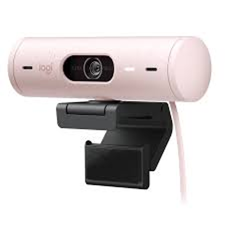 Cámara Web Logitech Brio 500, Video Full HD 1080p, Micrófono integrado, USB-C. Color Rosa 1