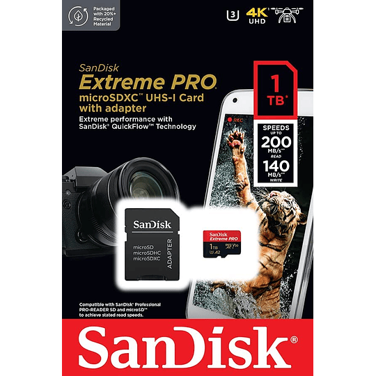SanDisk 1TB - Flash memory card - microSDXC UHS-I Memory Card - 200 Mbs