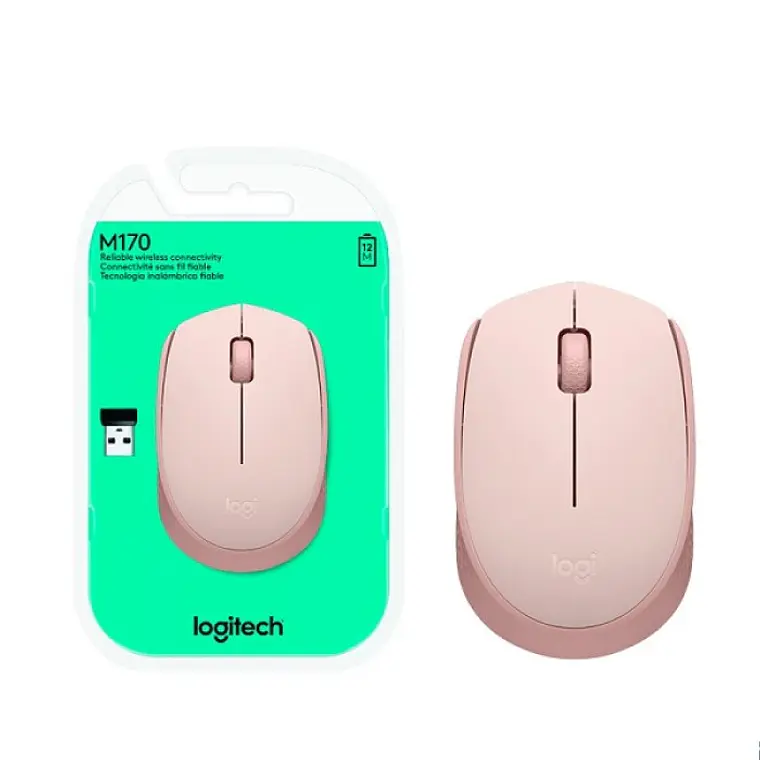 Logitech M171 - Ratón - diestro y zurdo - óptico - 3 botones - inalámbrico - 2.4 GHz - receptor inalámbrico USB - rosa 1
