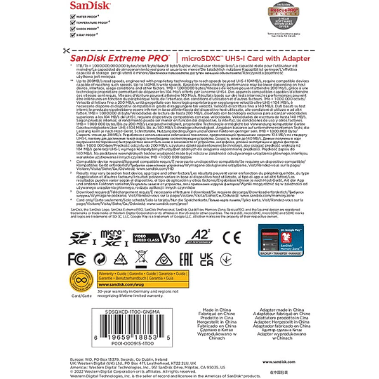 SanDisk 1TB - Flash memory card - microSDXC UHS-I Memory Card - 200 Mbs