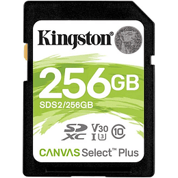 Tarjeta de Memoria Kingston SDXC Select Plus 256GB Clase 10, UHS-I, U3, V30 