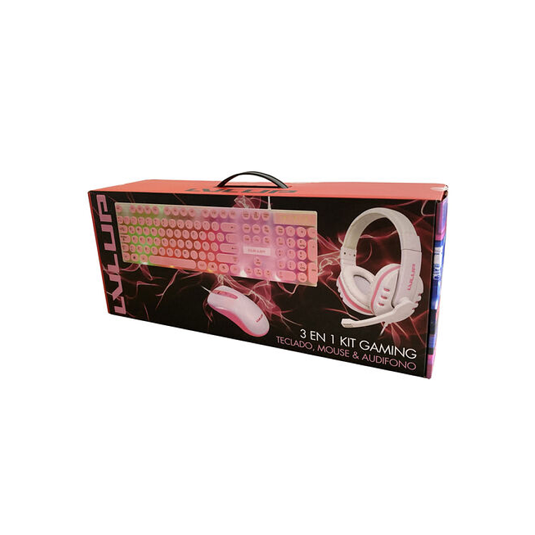 Kit Gamer 3 en 1 con Luces Blanco y Rosa 5