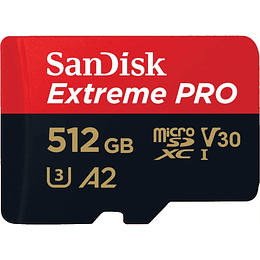 SanDisk Extreme Pro - Tarjeta de memoria flash (adaptador microSDXC a SD Incluido) - 512 GB - A2 / Video Class V30 / UHS-I U3 / Class10 - microSDXC UHS-I