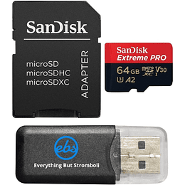 Tarjeta de memoria flash 64GB SanDisk Extreme Pro A2 / V30 / UHS-I U3 / Class10 