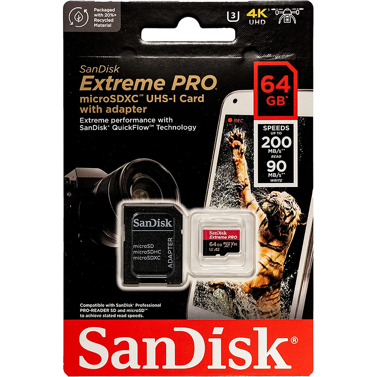 Tarjeta de memoria 64GB SanDisk Extreme Pro A2 / V30 / UHS-I U3 / Class10  2