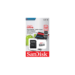 Tarjeta de Memoria - Sandisk Ultra MicroSDXC -128GB UHS -I- Class 10