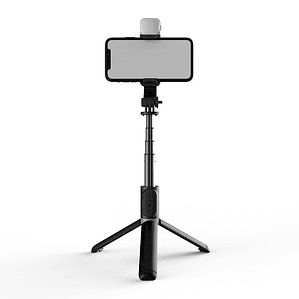 Selfie stick con luz LED ajustable y control remoto Dusted negro