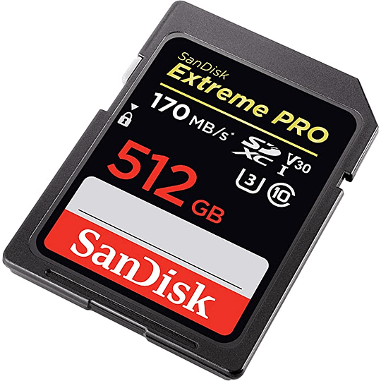 Tarjeta Extreme PRO SDXC UHS-I de 512 GB - C10, U3, V30, 4K UHD, tarjeta SD 