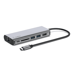 HUB USB-C a HDMI, USB-A x 2, Ethernet, Lector tarjetas + carga Belkin