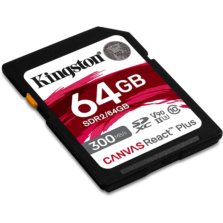 Tarjeta de memoria 64GB Kingston Canvas React Plus Class V90 / UHS-II U3 / Class10 - SDXC UHS-II 2