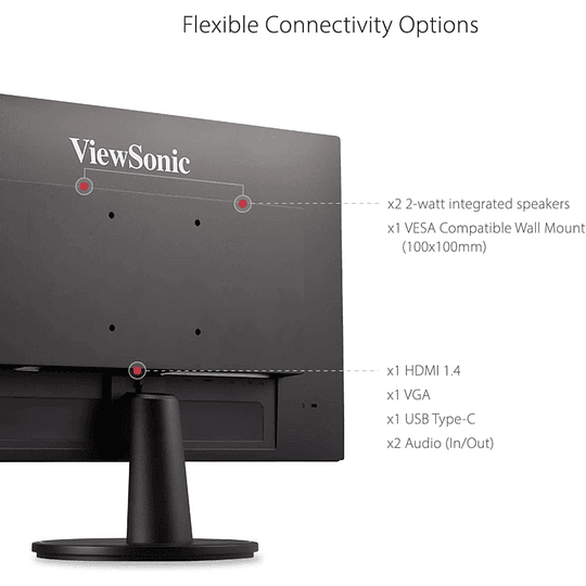 Monitor 24“ Viewsonic VA2447-MHU (MVA, Full HD, 75Hz, HDMI/USB-C, FreeSync, Vesa)