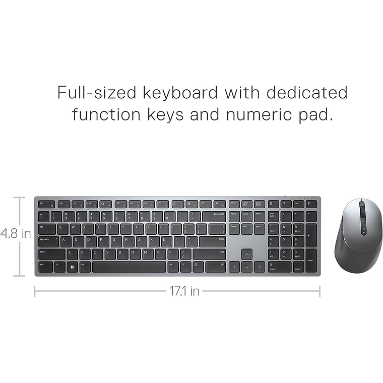 Kit Teclado Mouse Dell Premier Multi-Device KM7321W - Bluetooth 5.0, Gris titanio  2