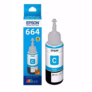 Botella Tinta Epson T664 color cian - recarga original