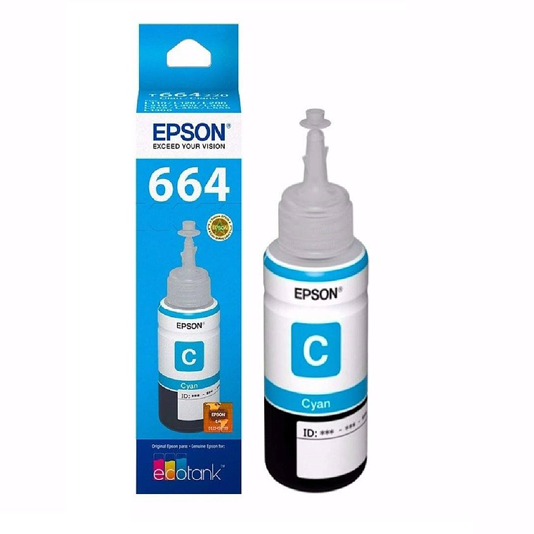 Botella Tinta Epson T664 color cian - recarga original 1