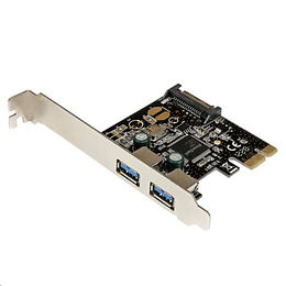 Adaptador Tarjeta Controladora PCI Express PCI-E 2 Puertos USB 3.0 con Alimentación SATA
