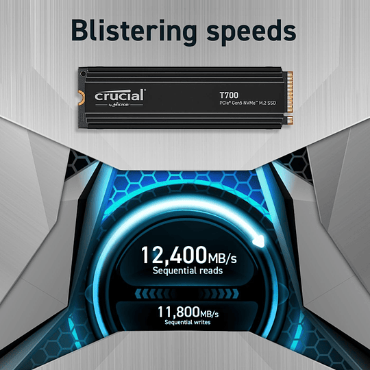 Disco duro 4TB interno SSD |  Crucial T700 PCIe 5.0 x4 M.2 con disipador