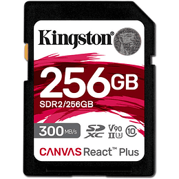 Tarjeta de memoria SDXC Kingston Canvas React Plus UHS-II de 256 GB