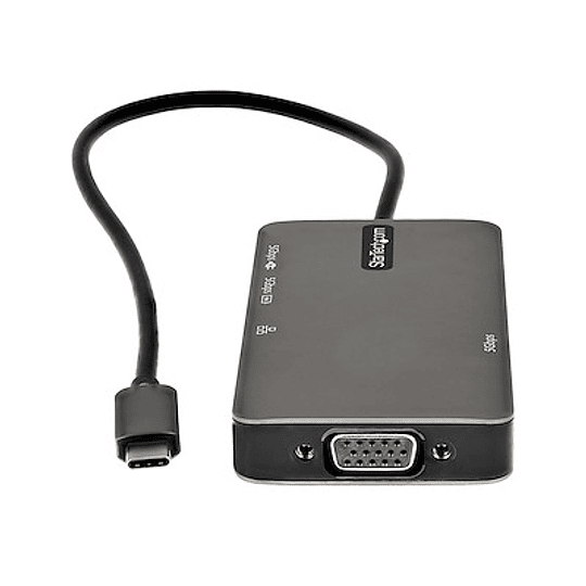 Adaptador Multipuertos USB-C - Docking Station USB Tipo C a HDMI 4K30 o VGA 1080p - Replicador de Puertos USBC PD de 100W - Hub USB de 3 Puertos - Red - con Cable de 30cm 
