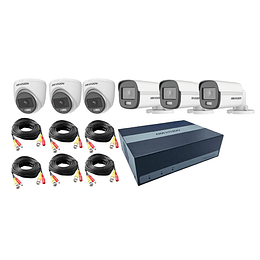 Kit Seguridad Hikvision - DVR 8 canales + 3 Cam Bullet + 3 Cam Domo 2MP 2.8mm + 480Gb SSD