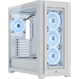 Caja de torre Corsair icue 5000X rgb ql  Edición ( panel lateral con ventana (cristal templado), sin fuente de alimentación (ATX), blanco real)
