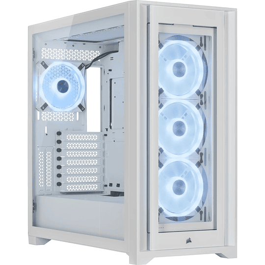 Caja de torre Corsair icue 5000X rgb ql  Edición ( panel lateral con ventana (cristal templado), sin fuente de alimentación (ATX), blanco real)