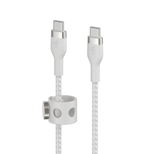 Cable de Datos y Carga Belkin BoostCharge Pro Flex, USB-C a USB-C, 2 Metros, Blanco