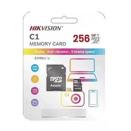 Tarjeta de Memoria MicroSDXC Hikvision C1, 256GB, Clase 10, Incluye Adaptador