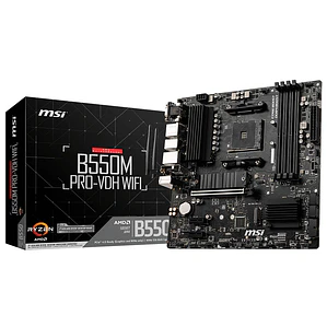 Placa Madre MSI B550M PRO-VDH WIFI (AMD® B550, Socket AM4, 4xDDR4, 2xM2, Micro-ATX)