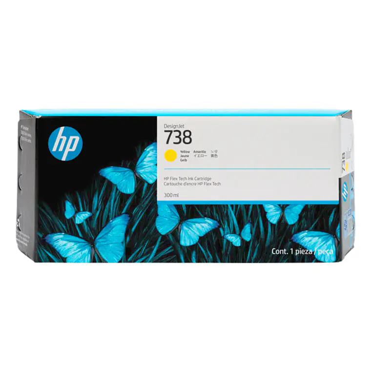 Cartucho de tinta HP 738 color amarillo DesignJet 300ml 676M8A 1