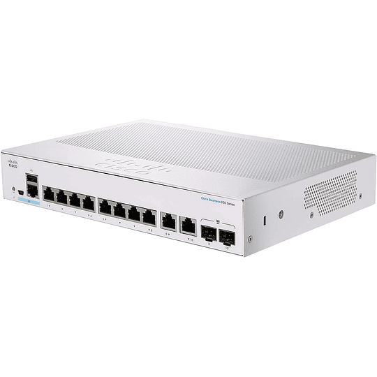 Switch 8 puertos Cisco Business 350 Series 350-8T-E-2G - Conmutador L3 gestionado 10/100/1000 + 2 x Gigabit SFP combinado 