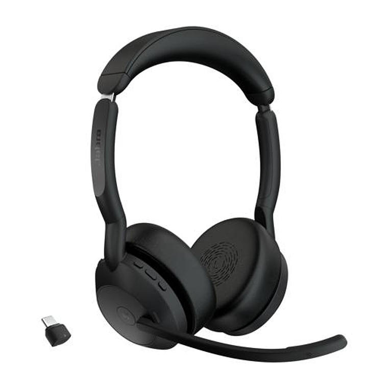 Audífonos Jabra Evolve2 55 con Base de Carga (SafeToneTM, Dongle USB-C, Negro) 2