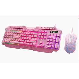 Teclado y Mouse Xtech  (Inalámbrico, Español, USB , Rosado, Gaming