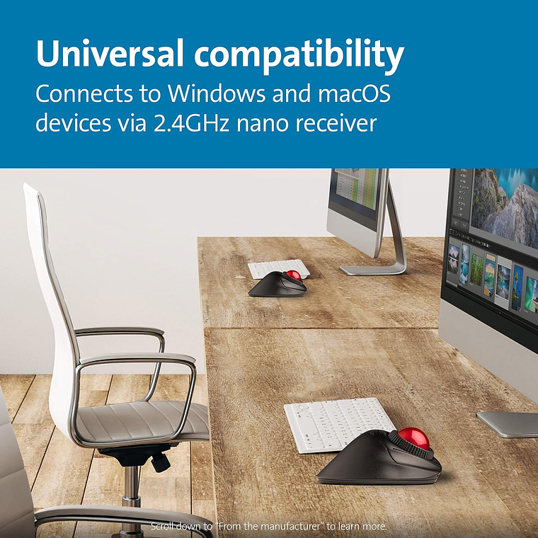 Trackball Mouse Fusion Inalambrico Negro Bola Roja 5