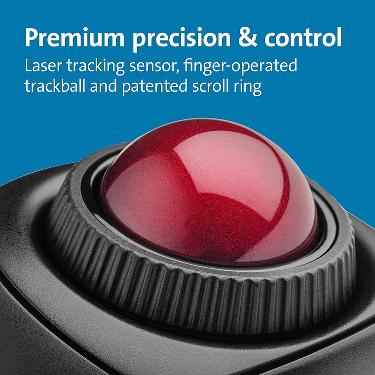 Trackball Mouse Fusion Inalambrico Negro Bola Roja 2